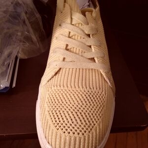 Lucky Brand Cream and Yellow Knit Sneakers